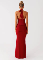 Billen Halter Maxi Dress Red