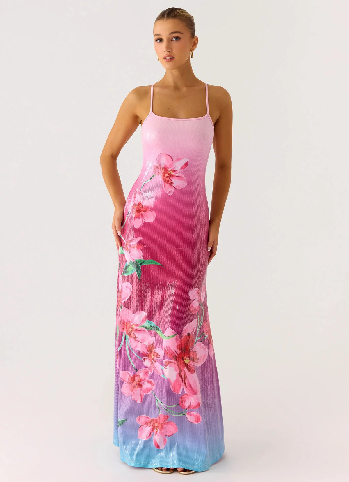 Ariaz Sequin Maxi Dress Ombre Reef