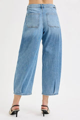 Hazel Blues® | RISEN Mid Rise Fit Crop Wide Volume Leg Jeans