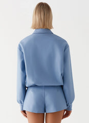 Aspen Oversized Bomber Jacket Blue