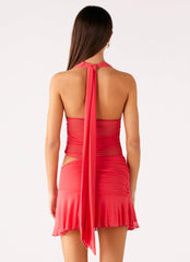 Calissa Haltherneck Mini Dress Coral