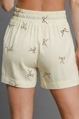 Hazel Blues® |  Bow Print Lace Drawstring Casual Shorts