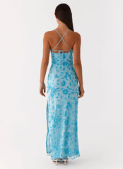 Bright Lights Beaded Maxi Dress Blue
