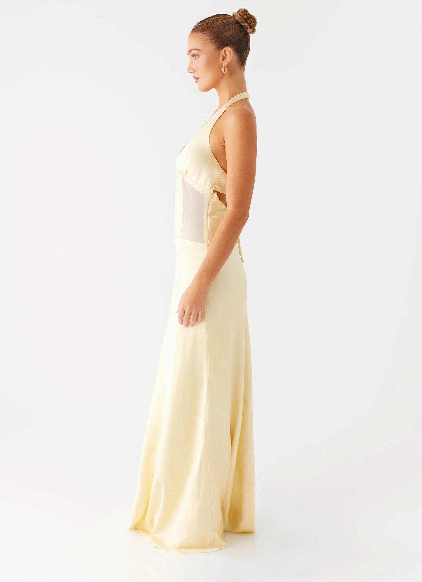 Ambre Mesh Panel Maxi Dress Yellow