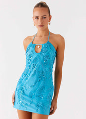 Bebe Beaded Mini Dress Royal Blue