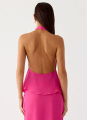 Ashlea Tie Front Top Fuchsia