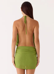 Dialed In Chiffon Mini Dress Fern Green