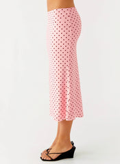 Bahama Low Rise Midi Skirt Strawberry Dot