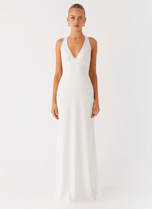 Desi Halterneck Maxi Dress White
