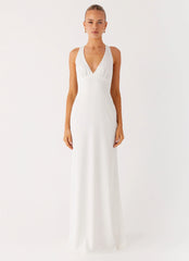 Desi Halterneck Maxi Dress White