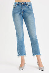 Hazel Blues® | RISEN High Rise Crop Straight Slim Jeans