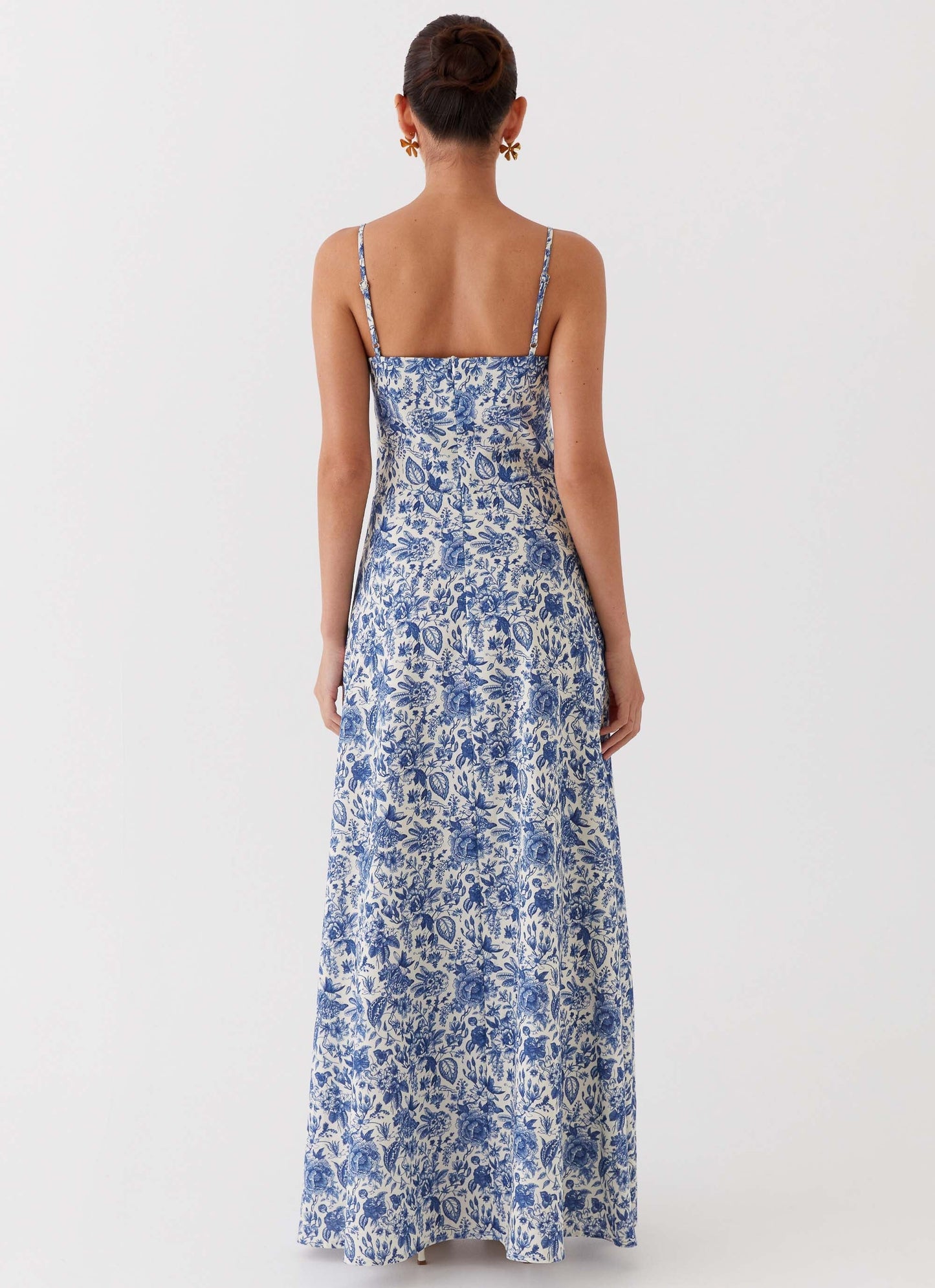 Angelina Linen Maxi Dress Blue Paisley