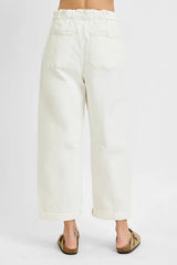 Hazel Blues® | RISEN High Rise Crop Wide Barrel Cargo Pocket Jeans