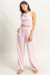 Hazel Blues® |  HYFVE Striped Halter Neck Top and Pants Set