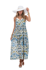 Felicia Jamewar Blue Long Summer Dress
