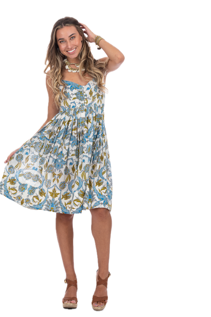 Felicia Jamewar Blue Midi Summer Dress