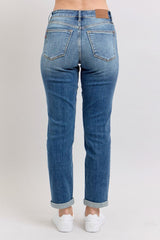 Hazel Blues® | Judy Blue Mid Rise Skinny Cuff Jeans with Pockets
