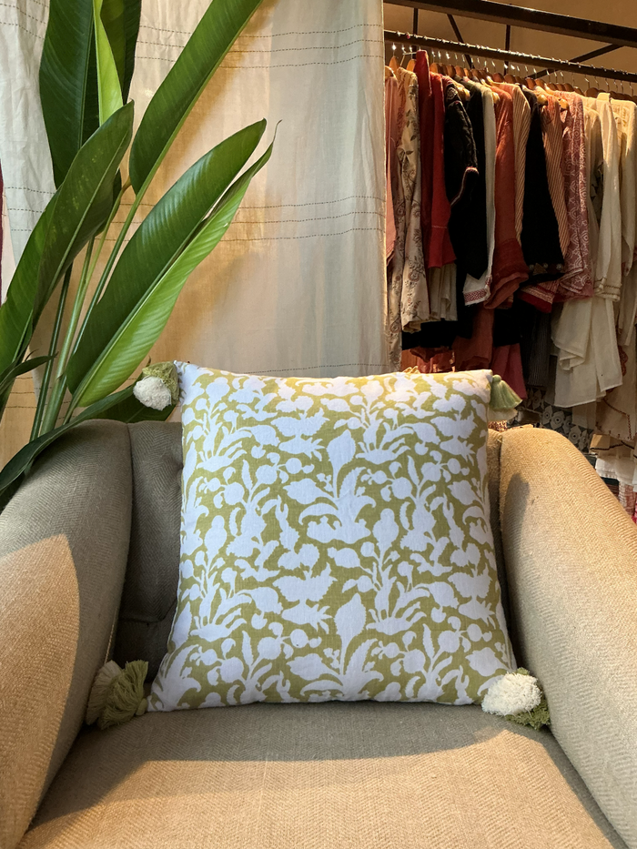 Foxglove Green Decorative Pillow Cover