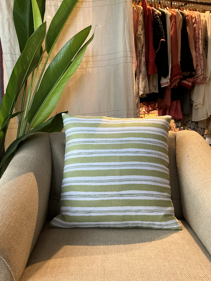 Korfu Stripe Pistachio & Mango Decorative Pillow Cover