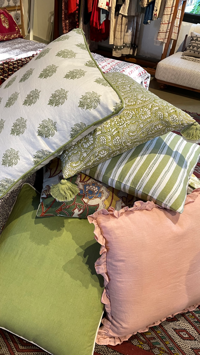 Korfu Stripe Pistachio & Mango Decorative Pillow Cover