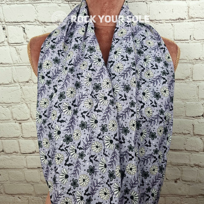 Lilac Floral Bats infinity scarf