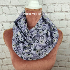 Lilac Floral Bats infinity scarf