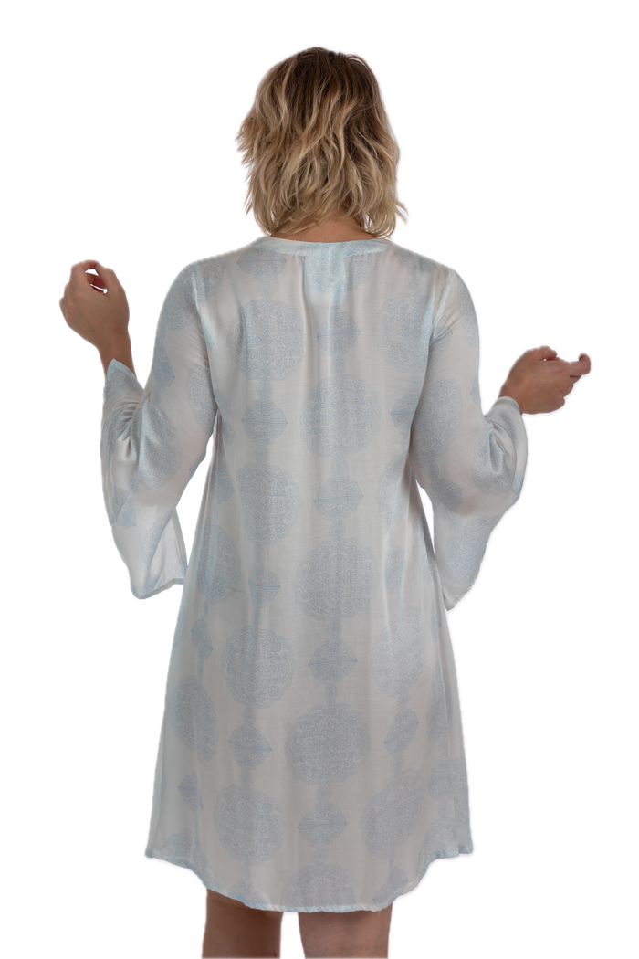 Pale Blue Manali Medallion Viscose Dress