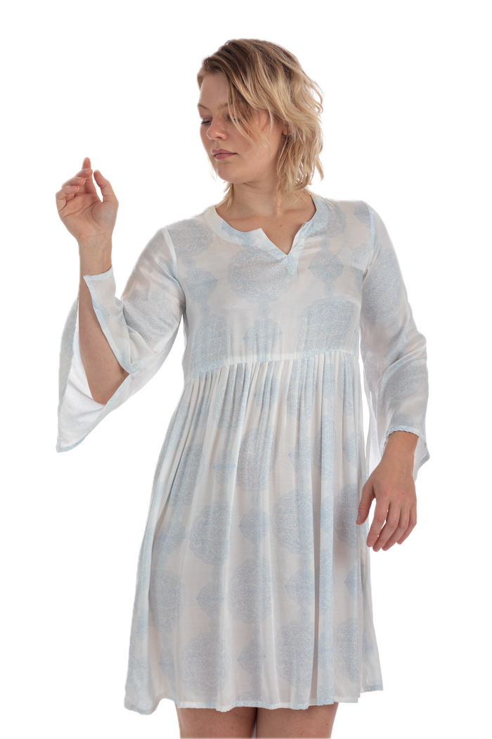 Pale Blue Manali Medallion Viscose Dress