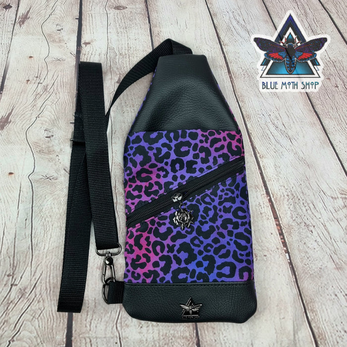 Purple Leopard Mini Travel Sling Bag