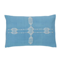 Rufia Cornflower Blue Embroidered Pillow