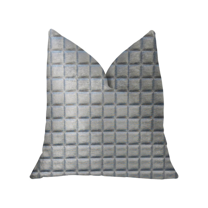 Silverton Silver Artificial Leather Luxury Throw Pillow - Plutus Brands