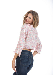 Vintage Red & Blue Paisley Viscose Crop Top